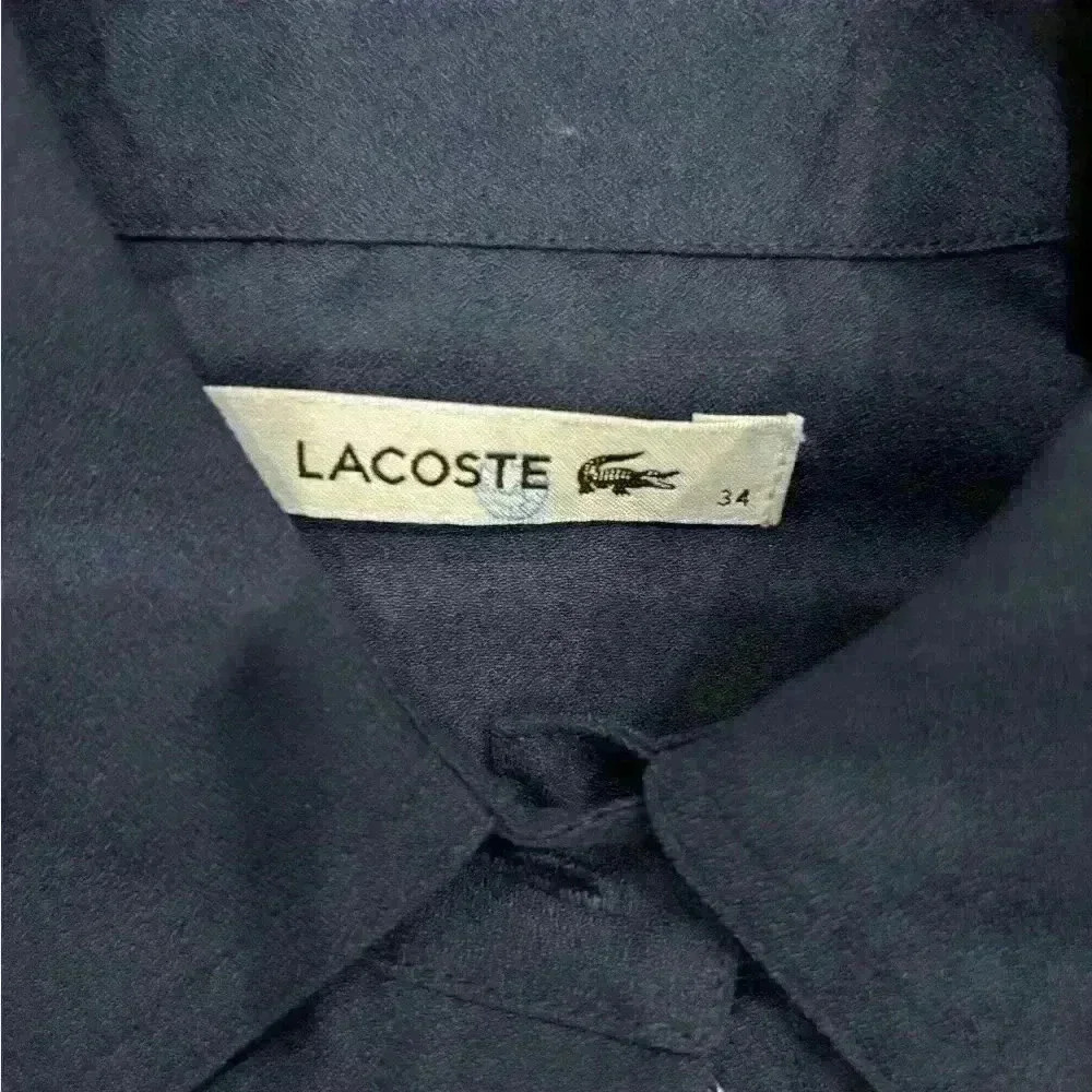 Mens Polyester Navy Blue Pocket Front Lacoste Button Down Size 34 - Picture 3 of 6